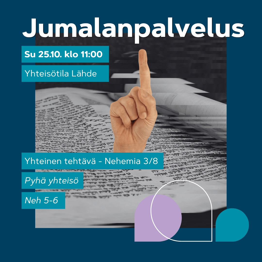 Kohotettu etusormi avoimen kirjakäärön yläpuolella, kuvastaen pyhyyttä, opetusta ja Jumalan sanan merkitystä.
