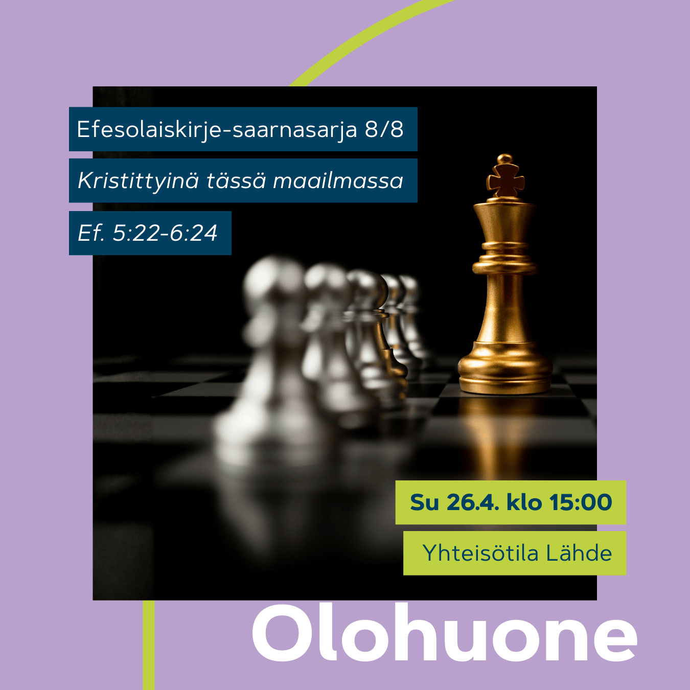 Olohuone 26.4. klo 15. Kultainen kuningas shakki­laudalla.