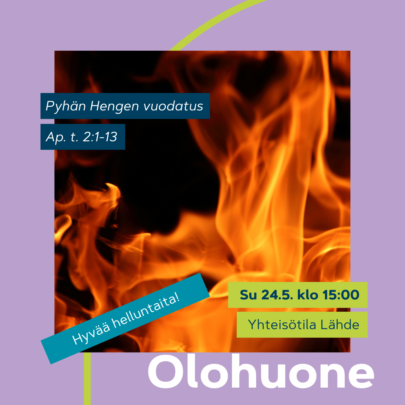 Olohuone 24.5. klo 15. Tulenlieskoja tummalla taustalla.
